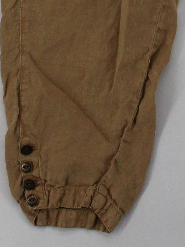 Wrap London Women's Trousers UK 14 Tan 100% Linen Tapered Cropped - Image 4