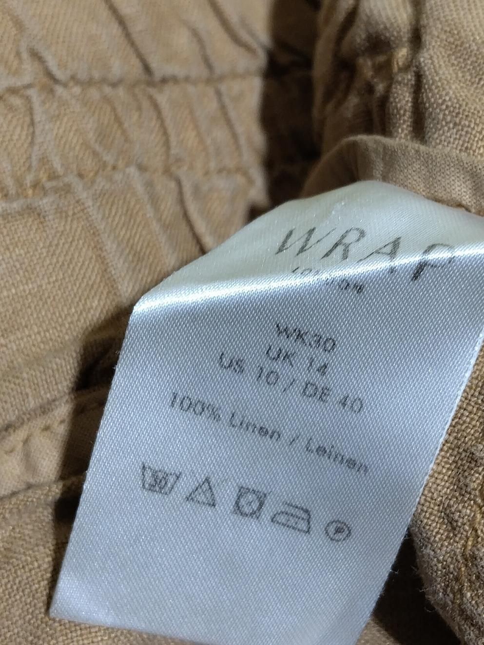 Wrap London Women's Trousers UK 14 Tan 100% Linen Tapered Cropped - Image 6