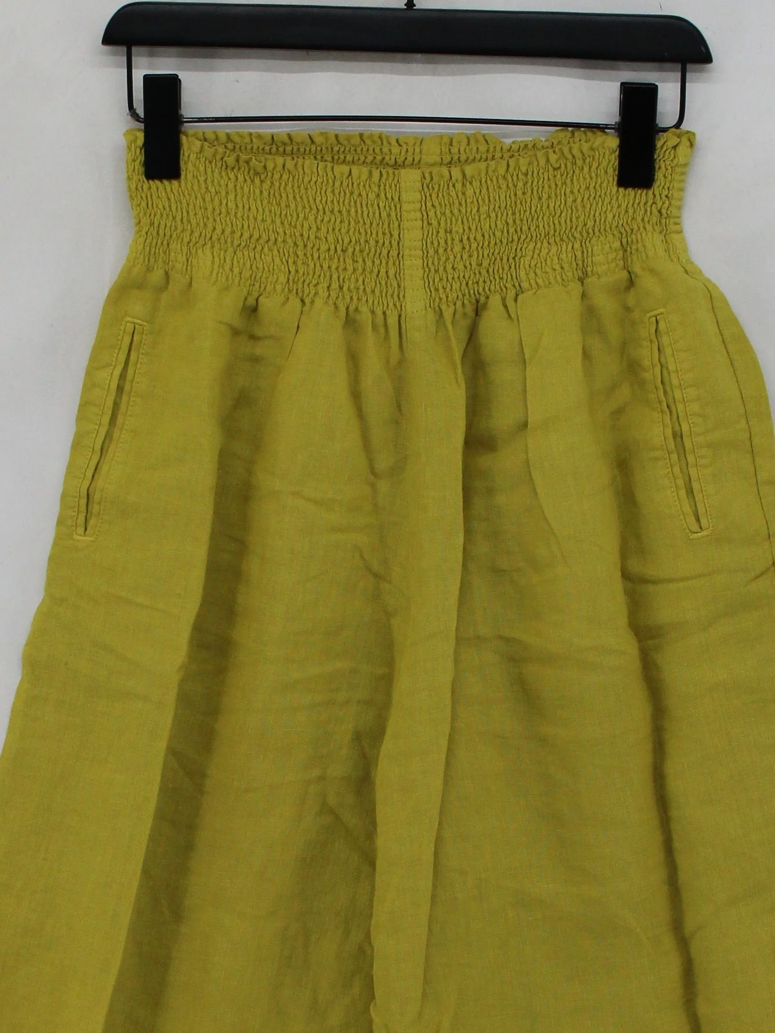 Wrap London Women's Trousers UK 14 Yellow Linen with Cotton Wide-Leg Cropped - Image 3