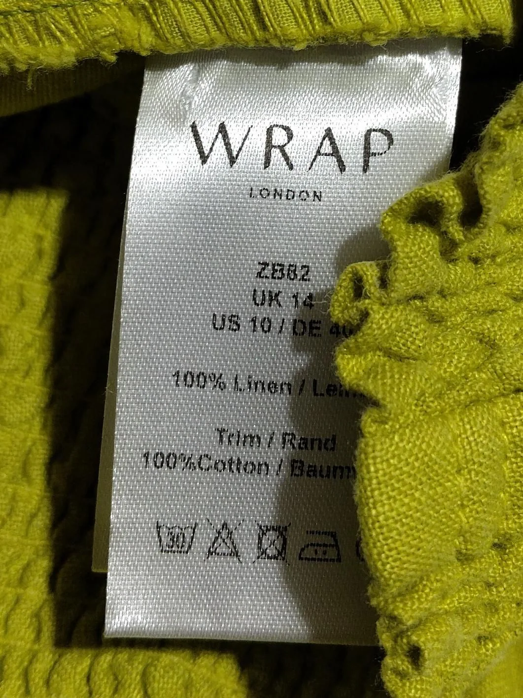 Wrap London Women's Trousers UK 14 Yellow Linen with Cotton Wide-Leg Cropped - Image 6
