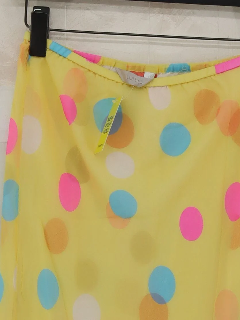 Wrap Women's Midi Skirt UK 10 Yellow Polkadot 100% Other Midi Wrap - Image 3