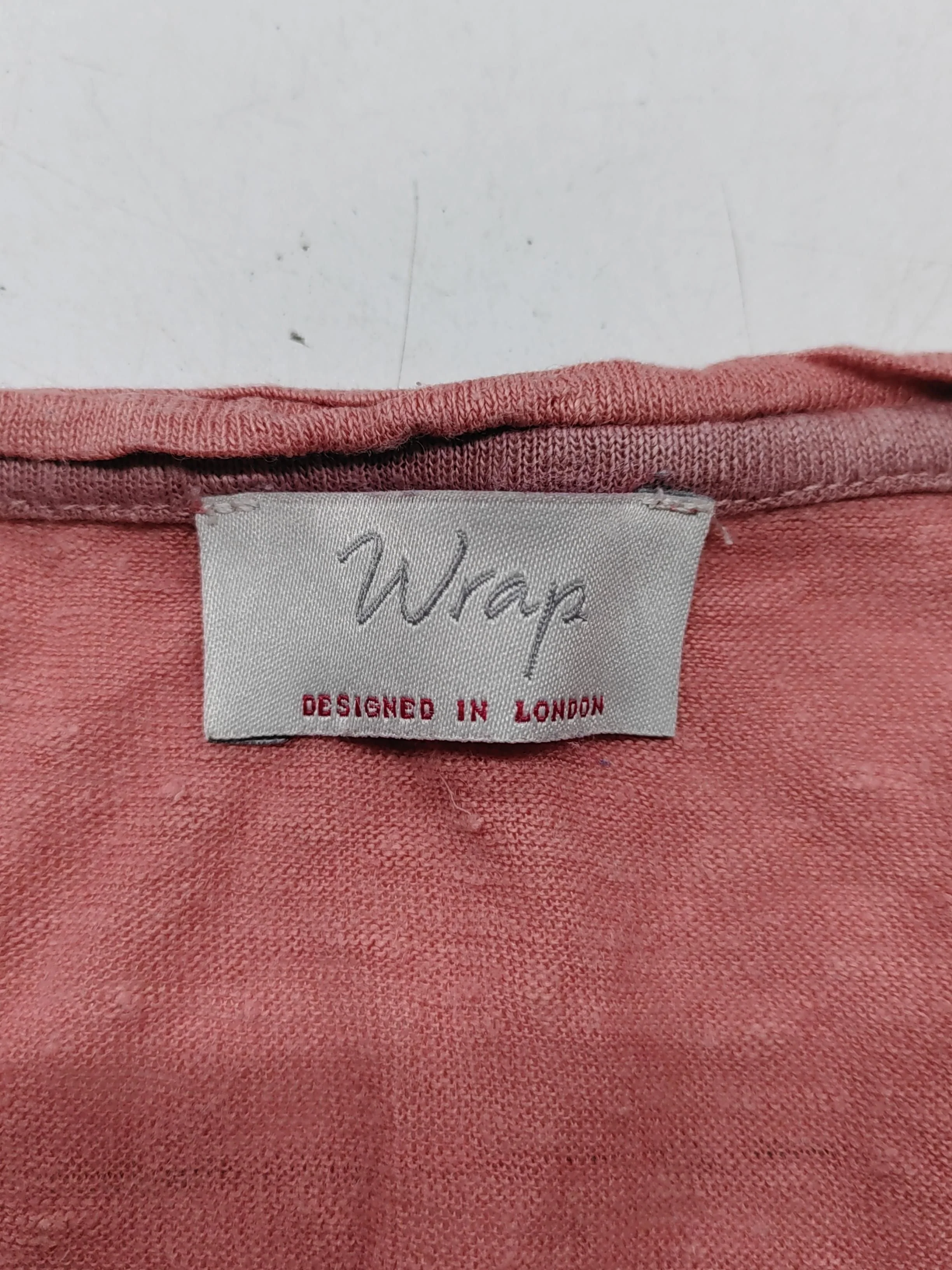 Wrap Women's Top L Red 100% Linen 3/4 Sleeve Round Neck Basic - Image 5