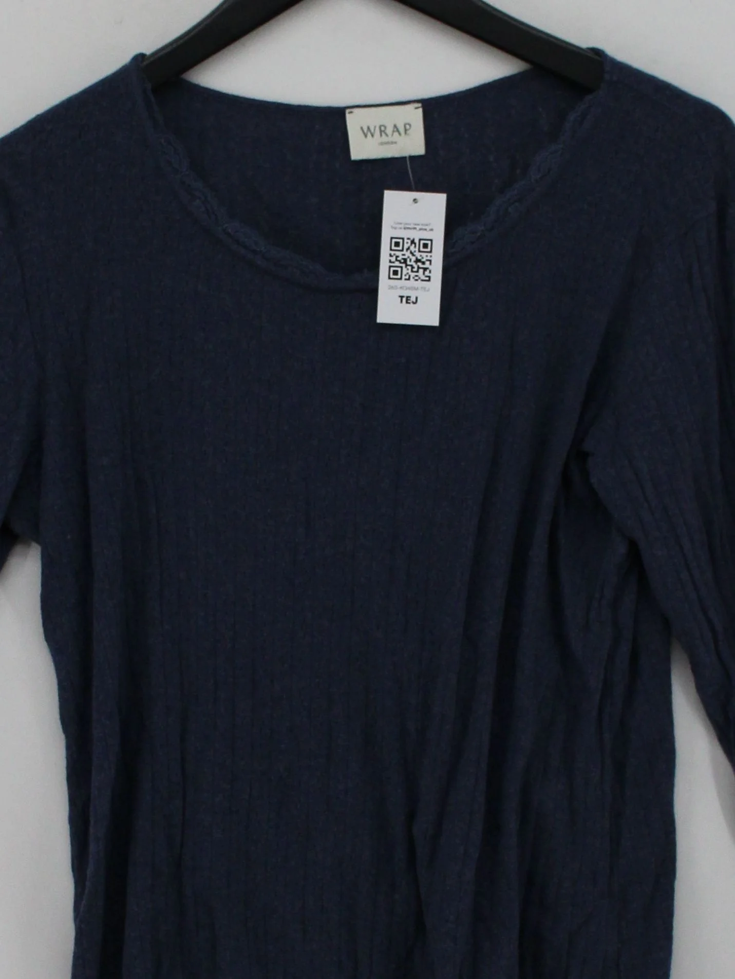Wrap Women's Top UK 14 Blue Cotton with Polyamide, Elastane Basic - Image 3