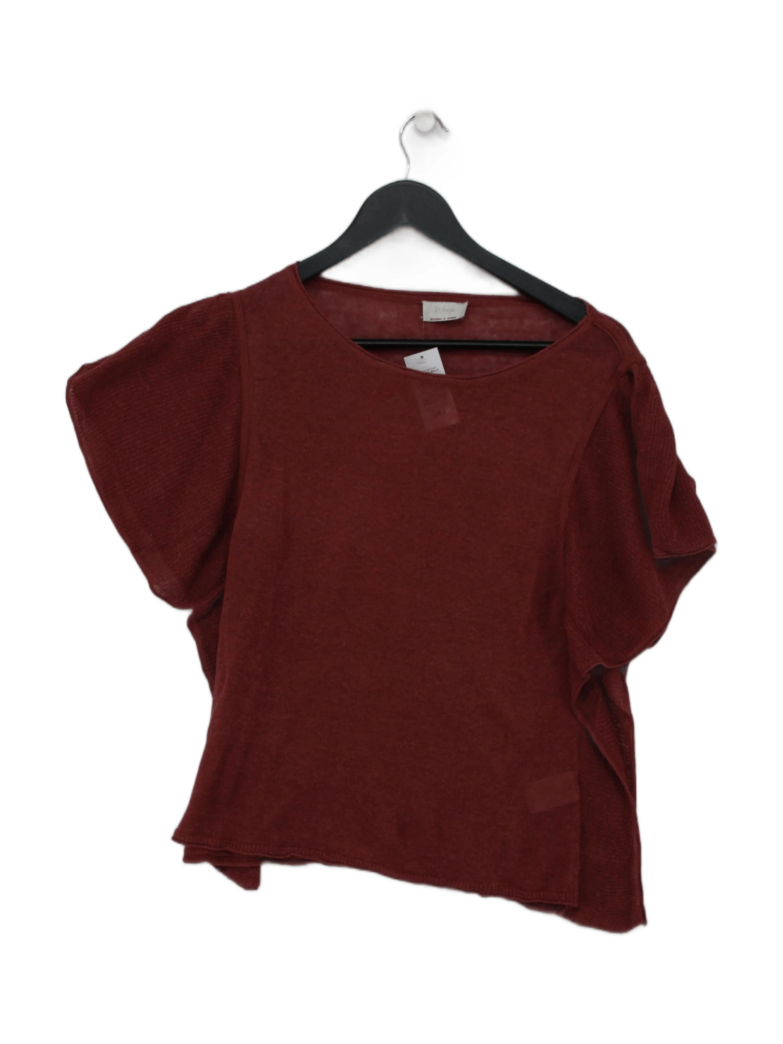 Wrap Women's Top UK 8 Brown Linen with Cotton Short Sleeve Round Neck Basic