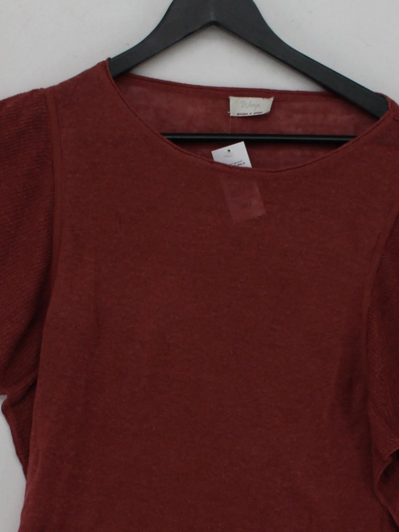 Wrap Women's Top UK 8 Brown Linen with Cotton Short Sleeve Round Neck Basic - Image 3