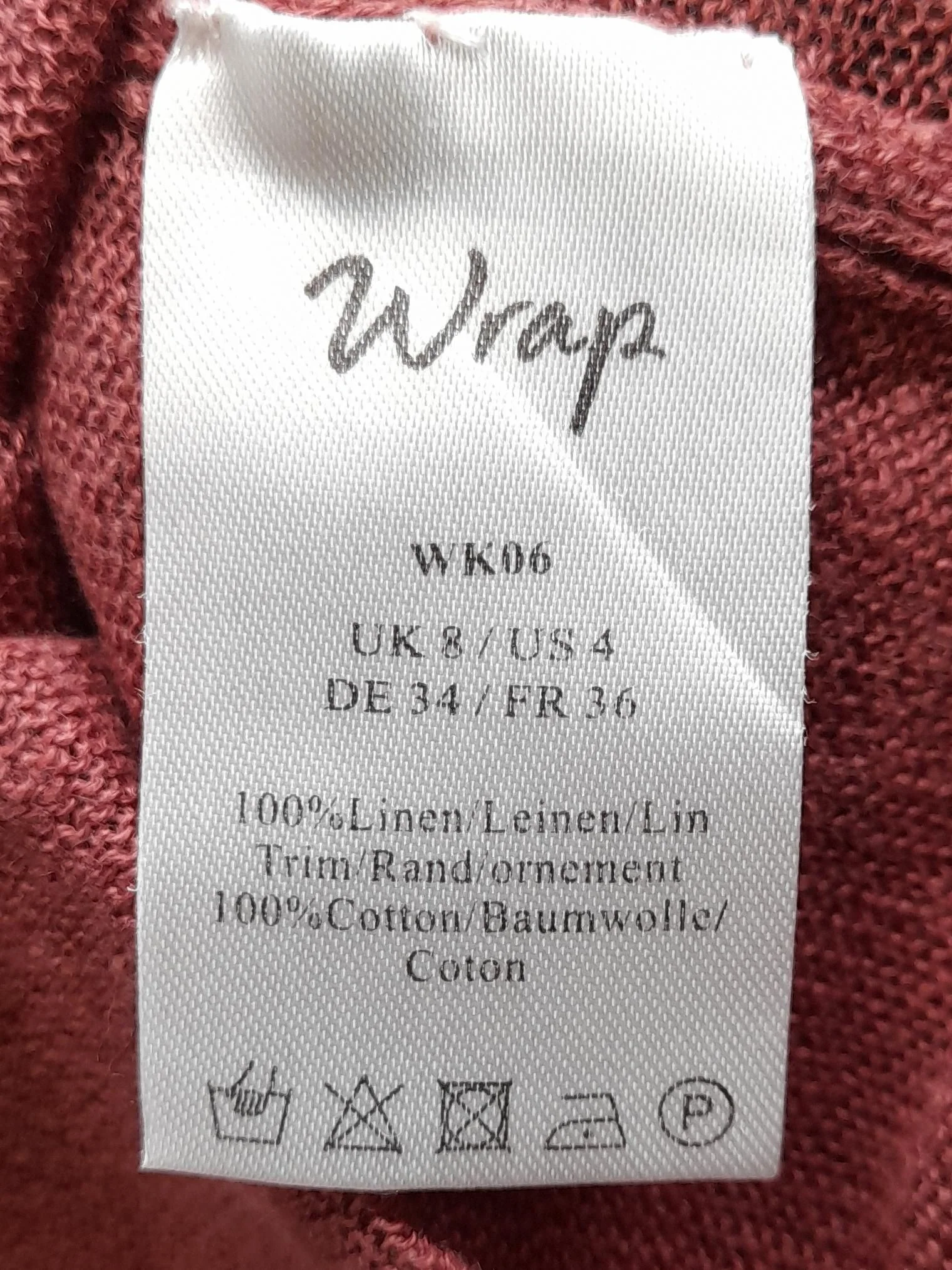 Wrap Women's Top UK 8 Brown Linen with Cotton Short Sleeve Round Neck Basic - Image 6
