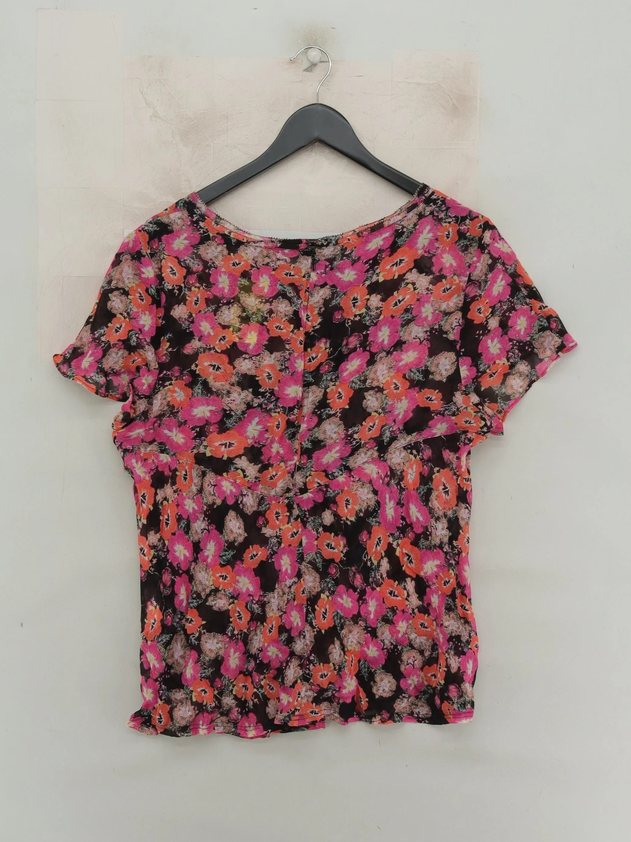 Wrap Women's Top XL Multi Floral 100% Viscose Short Sleeve Round Neck Basic - Image 2