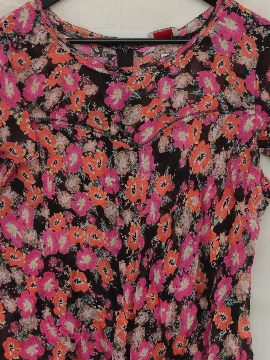 Wrap Women's Top XL Multi Floral 100% Viscose Short Sleeve Round Neck Basic - Image 3