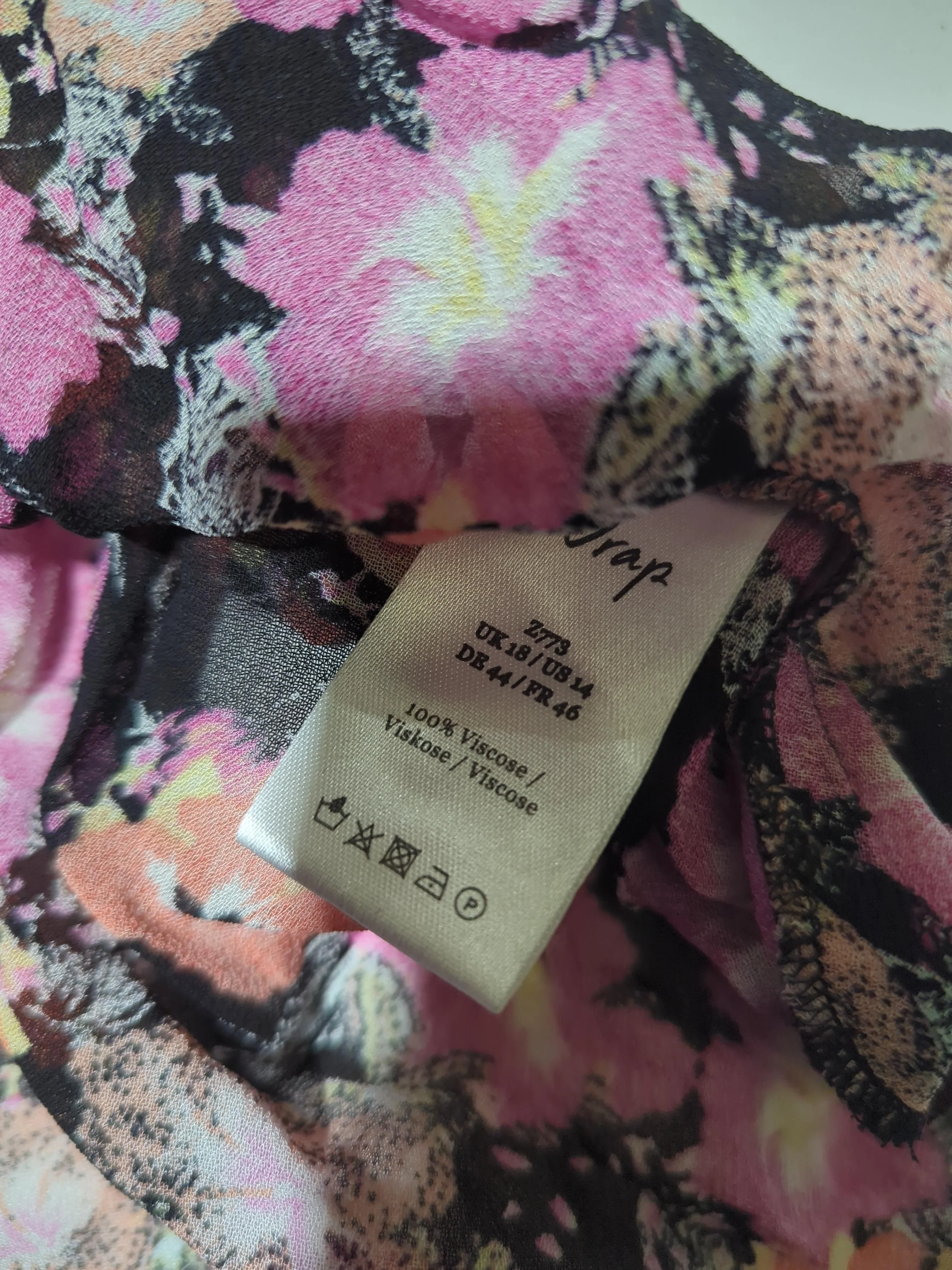 Wrap Women's Top XL Multi Floral 100% Viscose Short Sleeve Round Neck Basic - Image 6