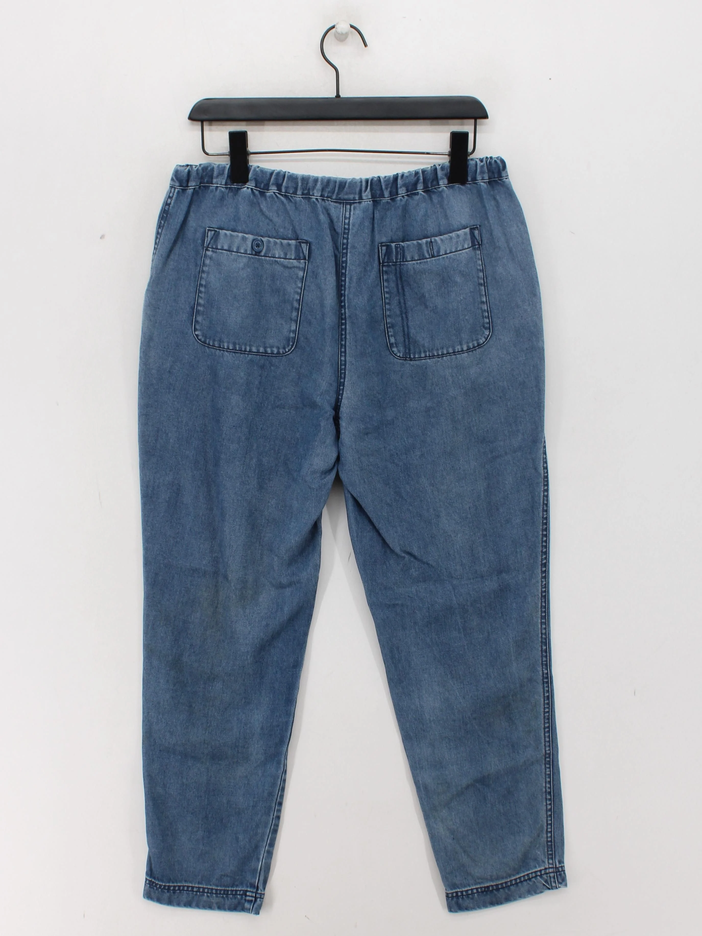Wrap Women's Trousers UK 14 Blue Lyocell Modal with Cotton Tapered Sweatpants - Image 2