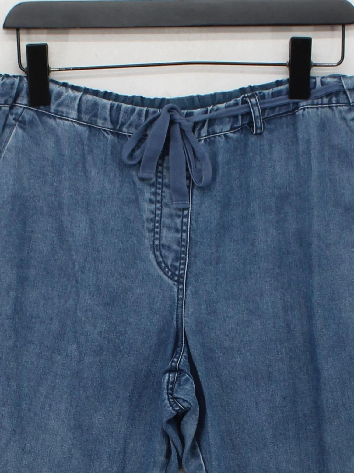 Wrap Women's Trousers UK 14 Blue Lyocell Modal with Cotton Tapered Sweatpants - Image 3