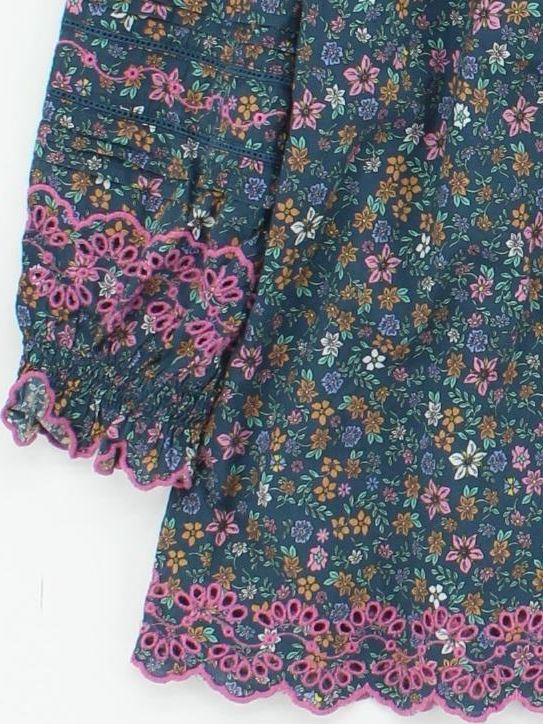 Wyse London Women's Top S Multi Floral 100% Cotton 3/4 Sleeve High Neck Basic - Image 4