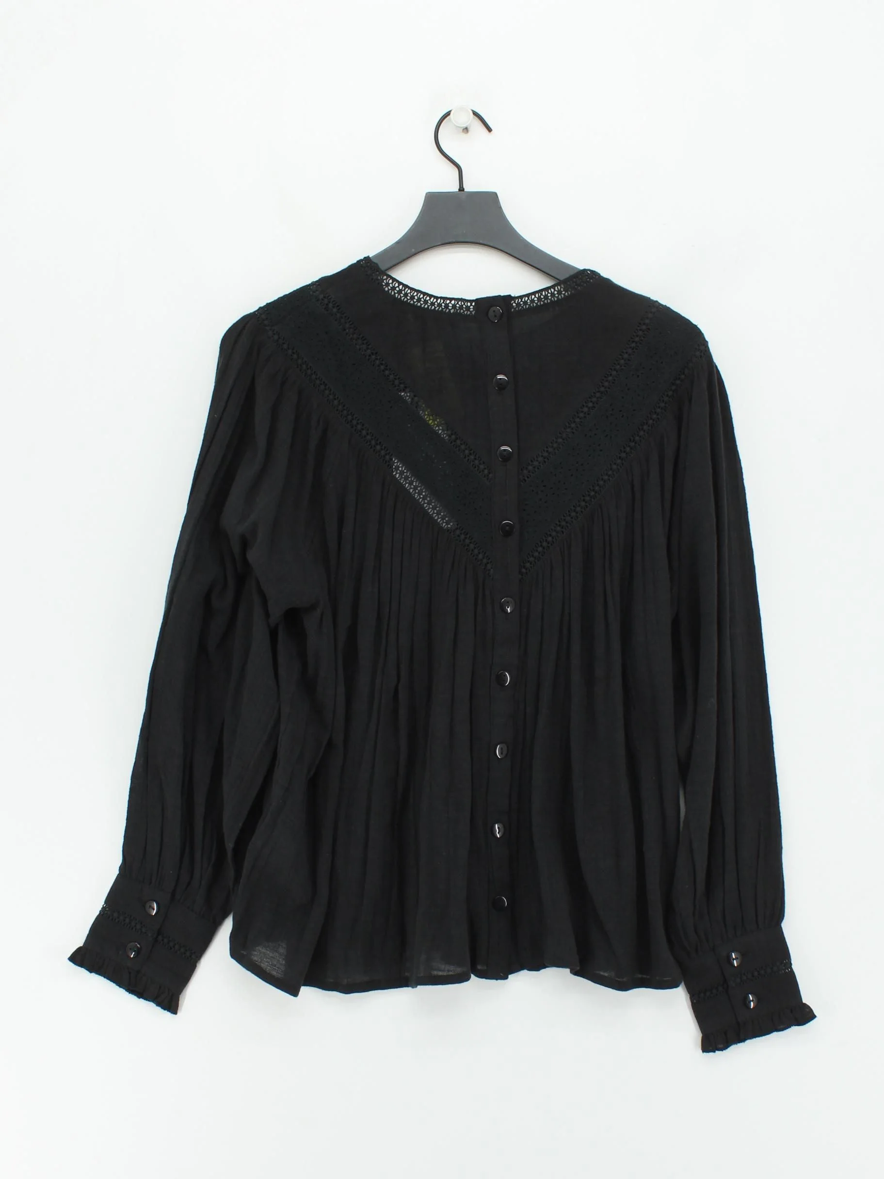 Wyse London Women's Top UK 16 Black 100% Cotton Long Sleeve Round Neck Basic - Image 2