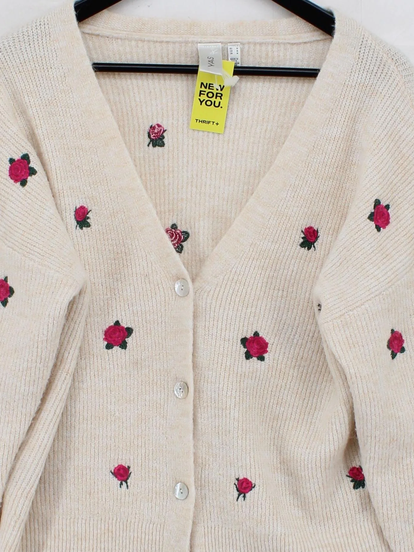 Y.A.S Women's Cardigan M Cream Polyester - Image 3