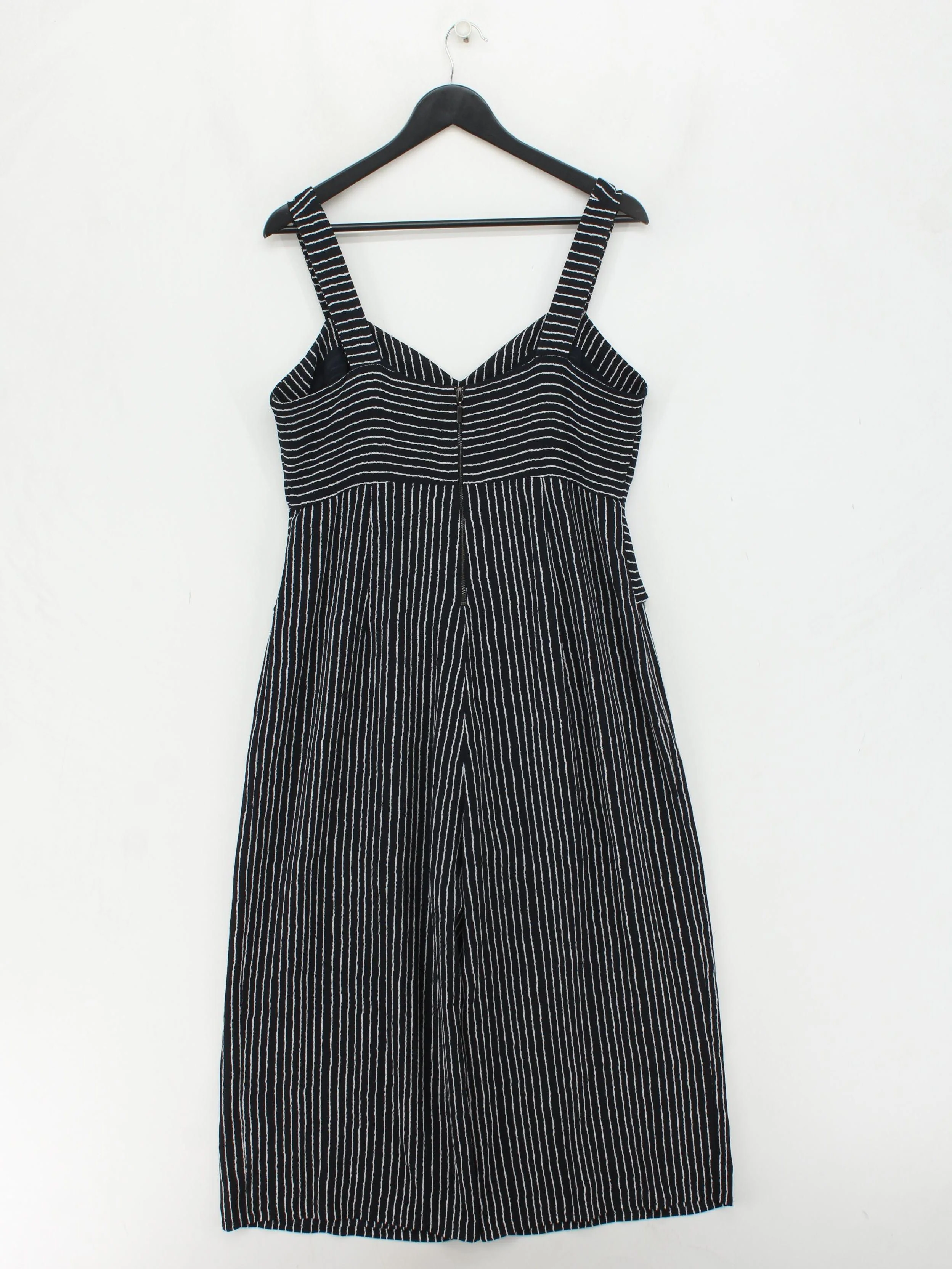 Y.A.S Women's Jumpsuit M Black Striped 100% Polyester Wide-Leg Jumpsuit - Image 2