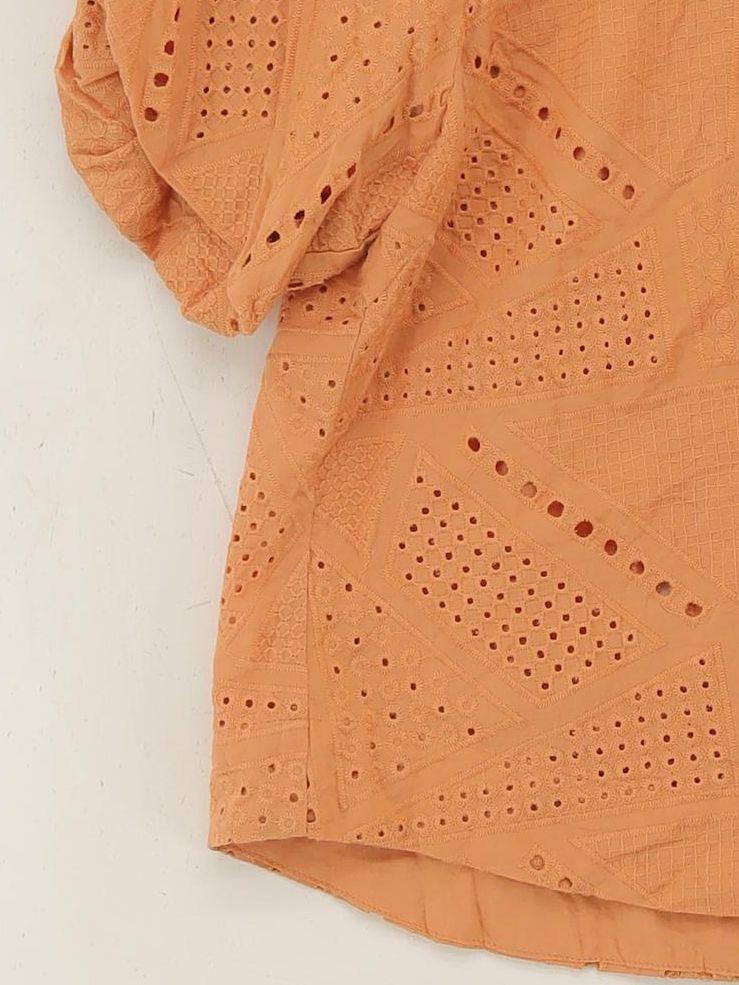 Y.A.S Women's Top UK 14 Orange 100% Cotton Short Sleeve Round Neck Basic - Image 4