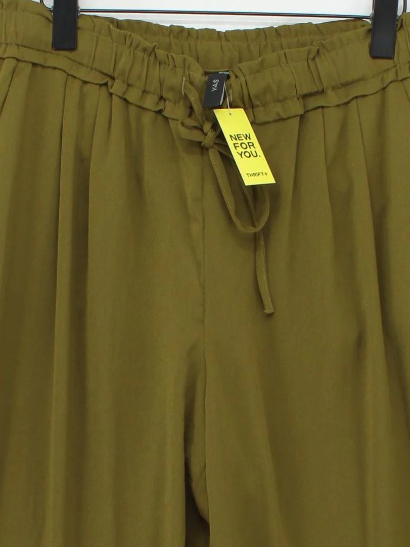 Y.A.S Women's Trousers XL Green Polyester with Viscose, Elastane Tapered Chino - Image 3