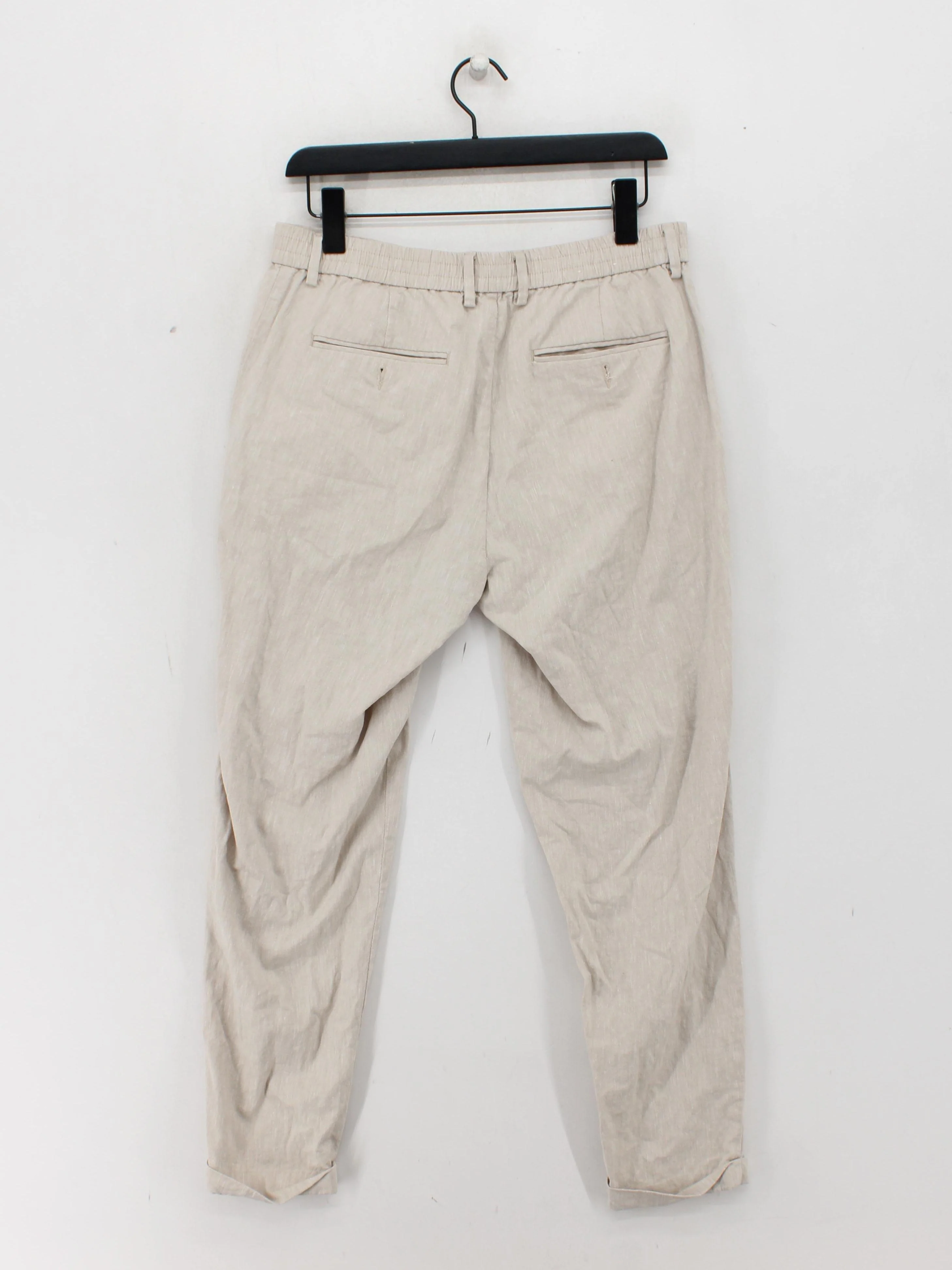 Yd. Men's Trousers W 32 in Cream Linen with Cotton, Elastane Tapered Chino - Image 2