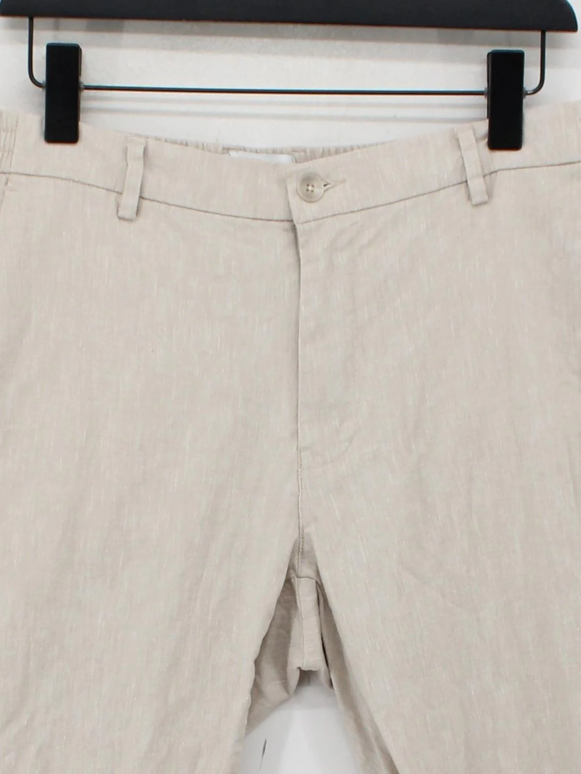 Yd. Men's Trousers W 32 in Cream Linen with Cotton, Elastane Tapered Chino - Image 3