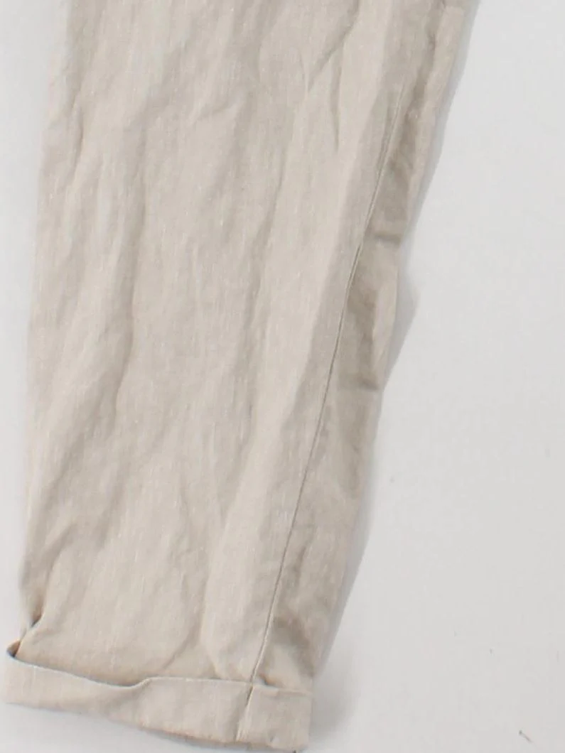 Yd. Men's Trousers W 32 in Cream Linen with Cotton, Elastane Tapered Chino - Image 4