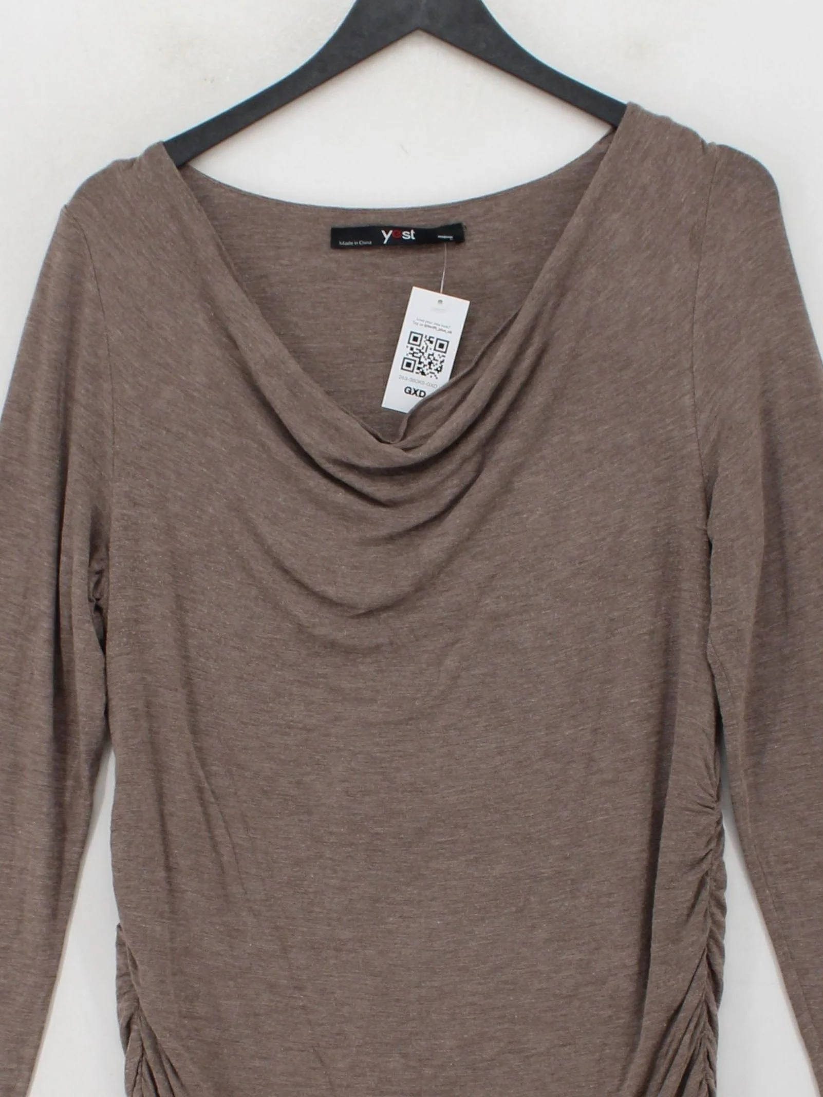Yest Women's Maternity Top L Brown Viscose with Elastane V-Neck Pullover - Image 3