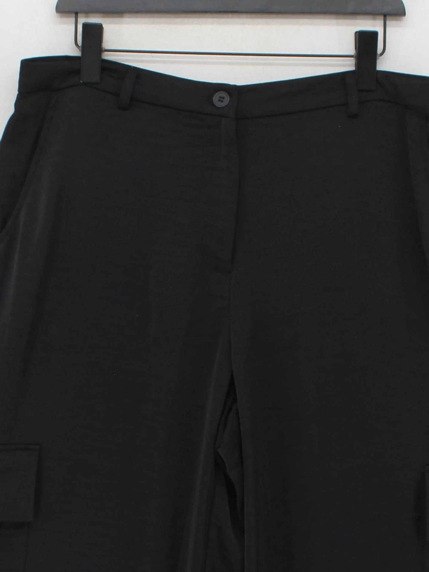Yest Women's Trousers UK 16 Black 100% Polyester Wide-Leg Cargo - Image 3