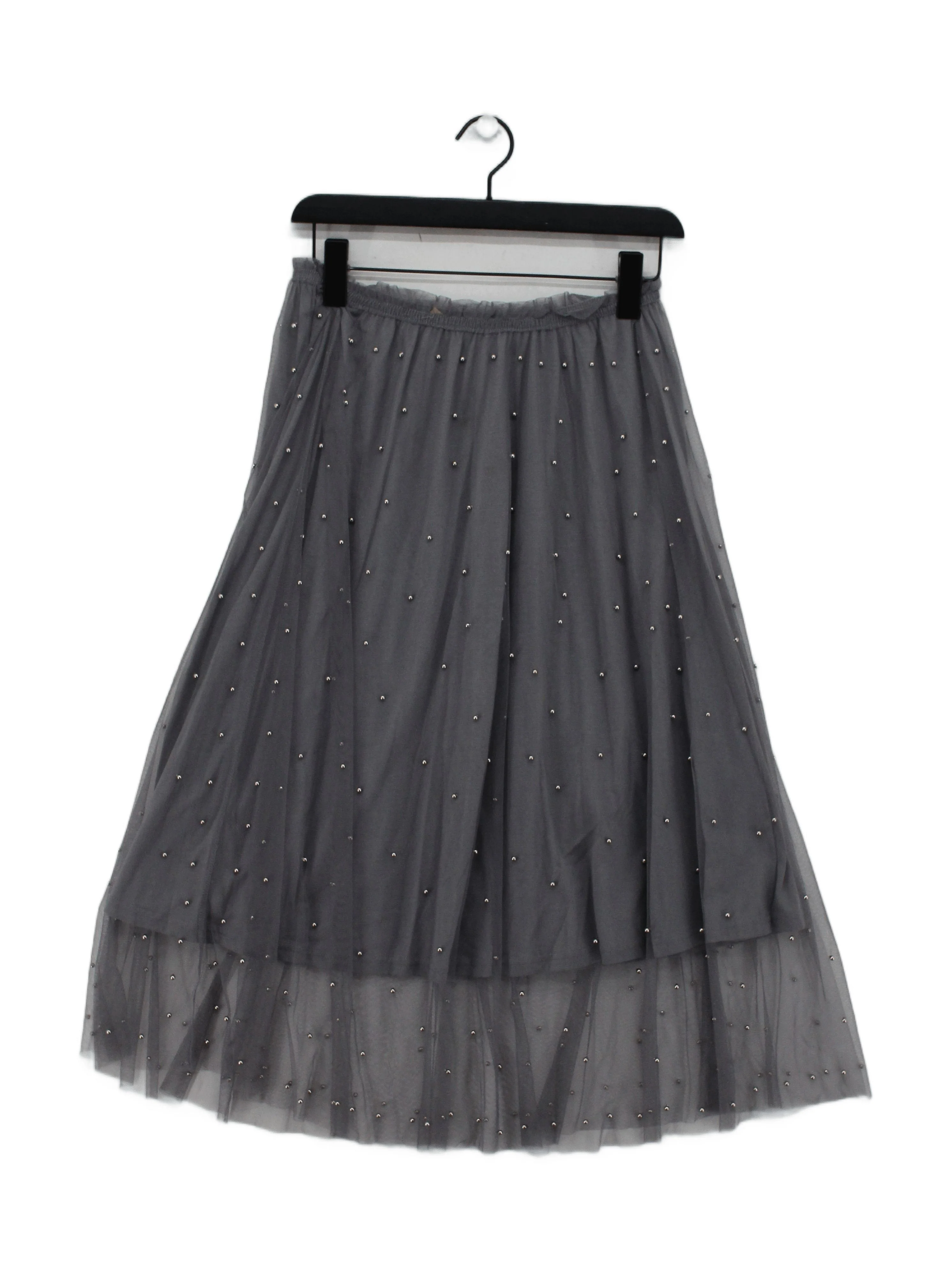 YFL Reserved Women's Midi Skirt S Grey Polyester with Cotton Midi Pleated
