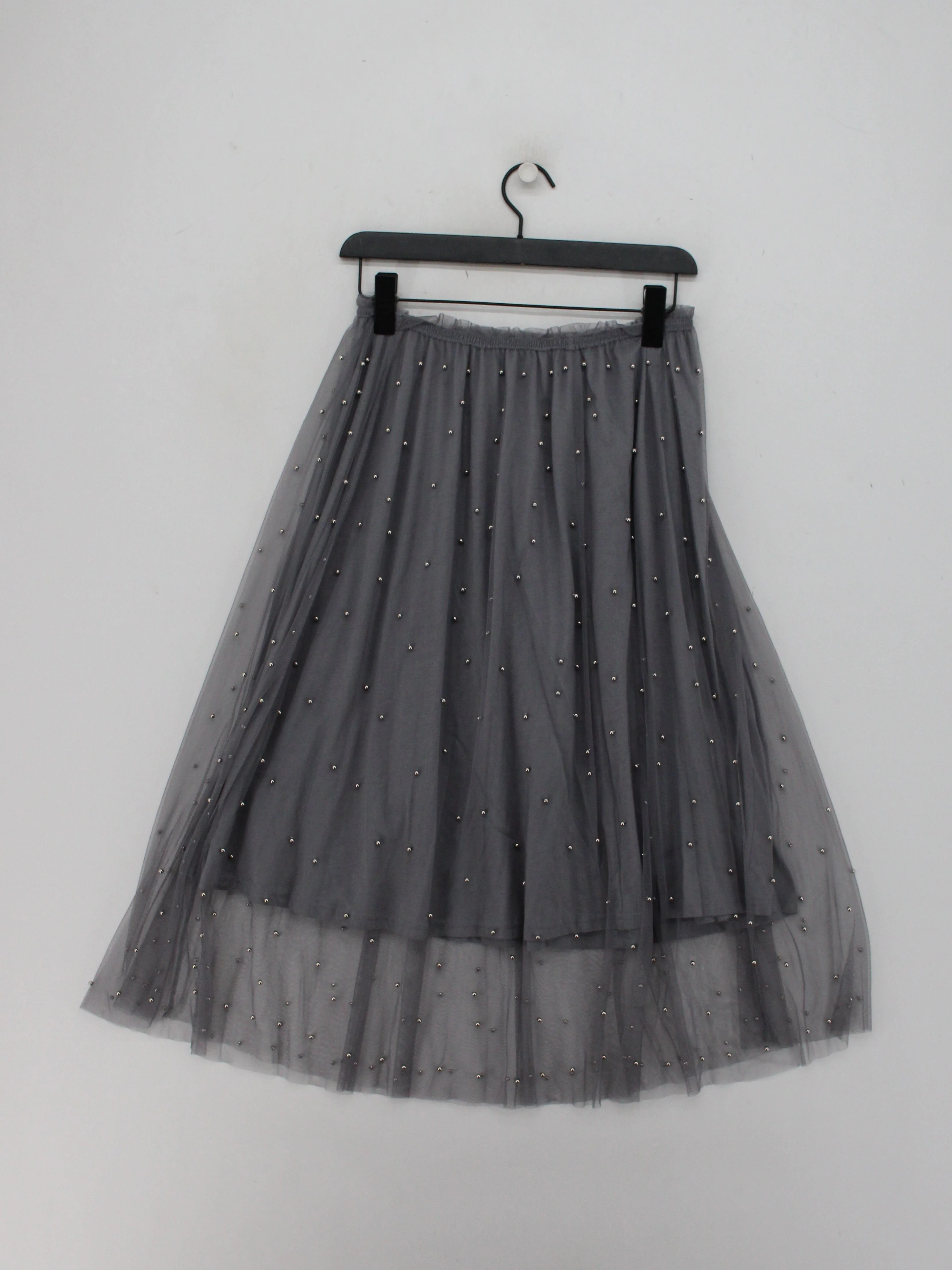 YFL Reserved Women's Midi Skirt S Grey Polyester with Cotton Midi Pleated - Image 2