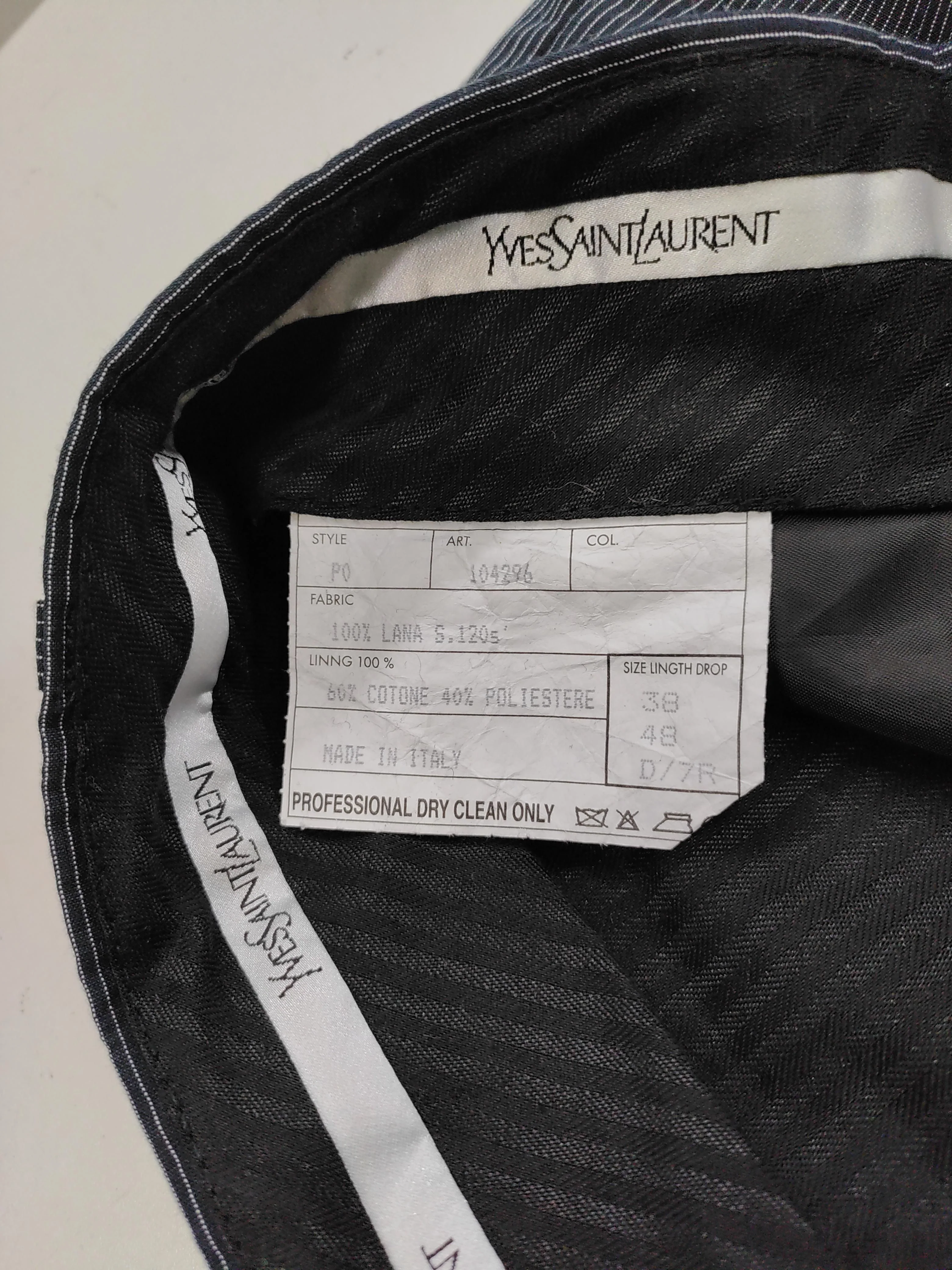 Yves Saint Laurent Men's Two Piece Suit Chest: 38 in Grey Wool - Image 7
