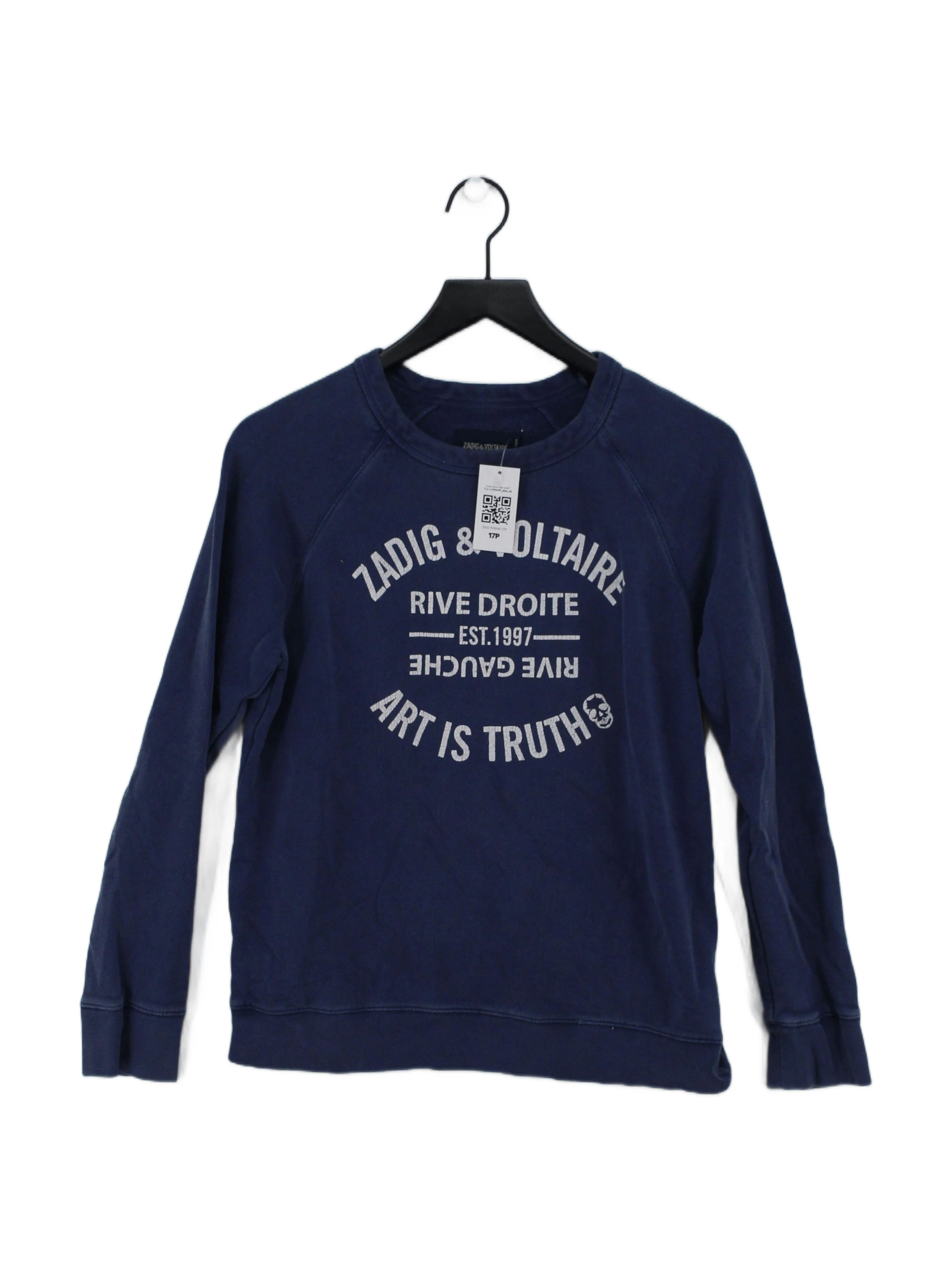 Zadig & Voltaire Men's Jumper L Blue 100% Cotton Round Neck Pullover