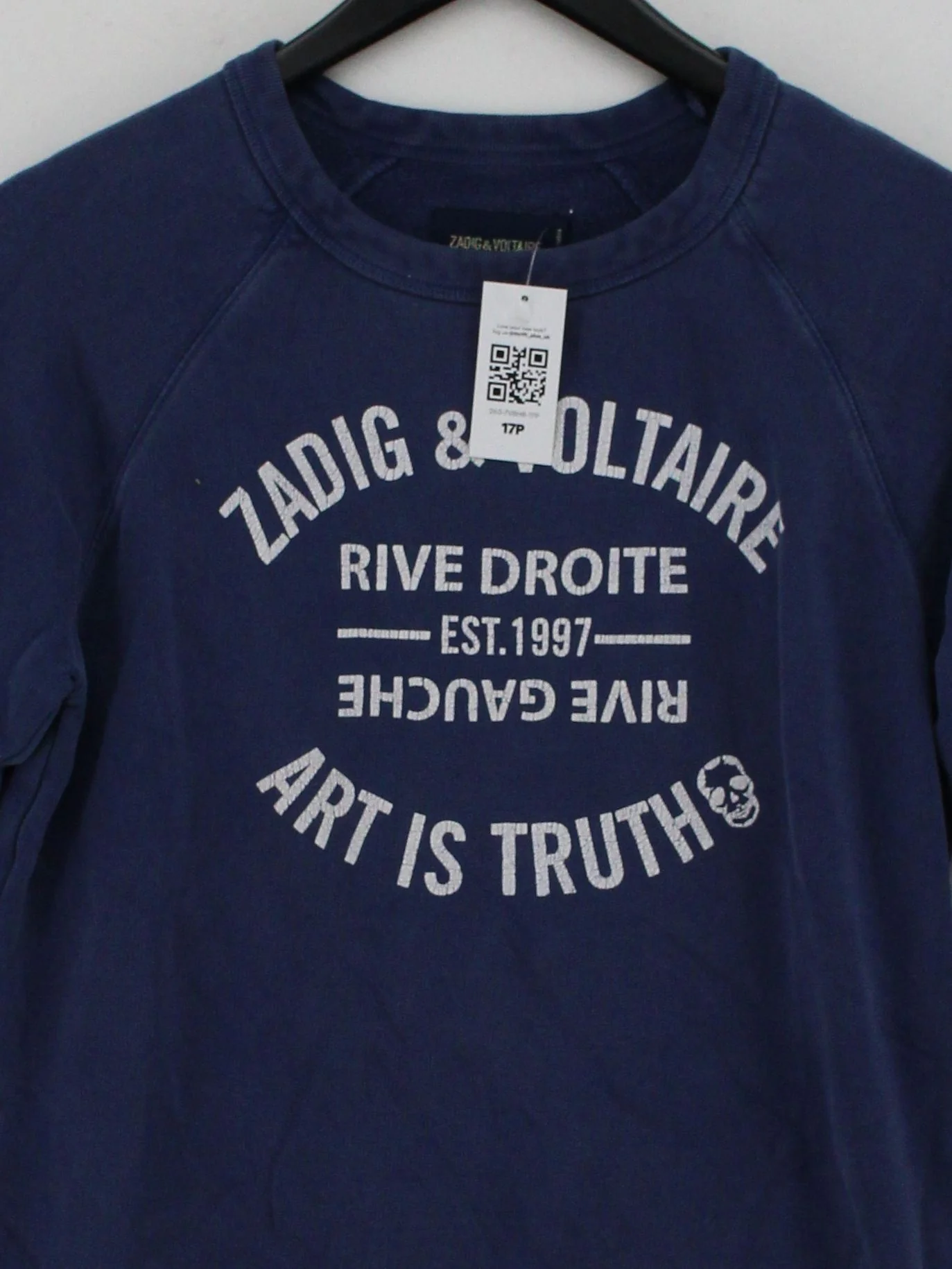Zadig & Voltaire Men's Jumper L Blue 100% Cotton Round Neck Pullover - Image 3