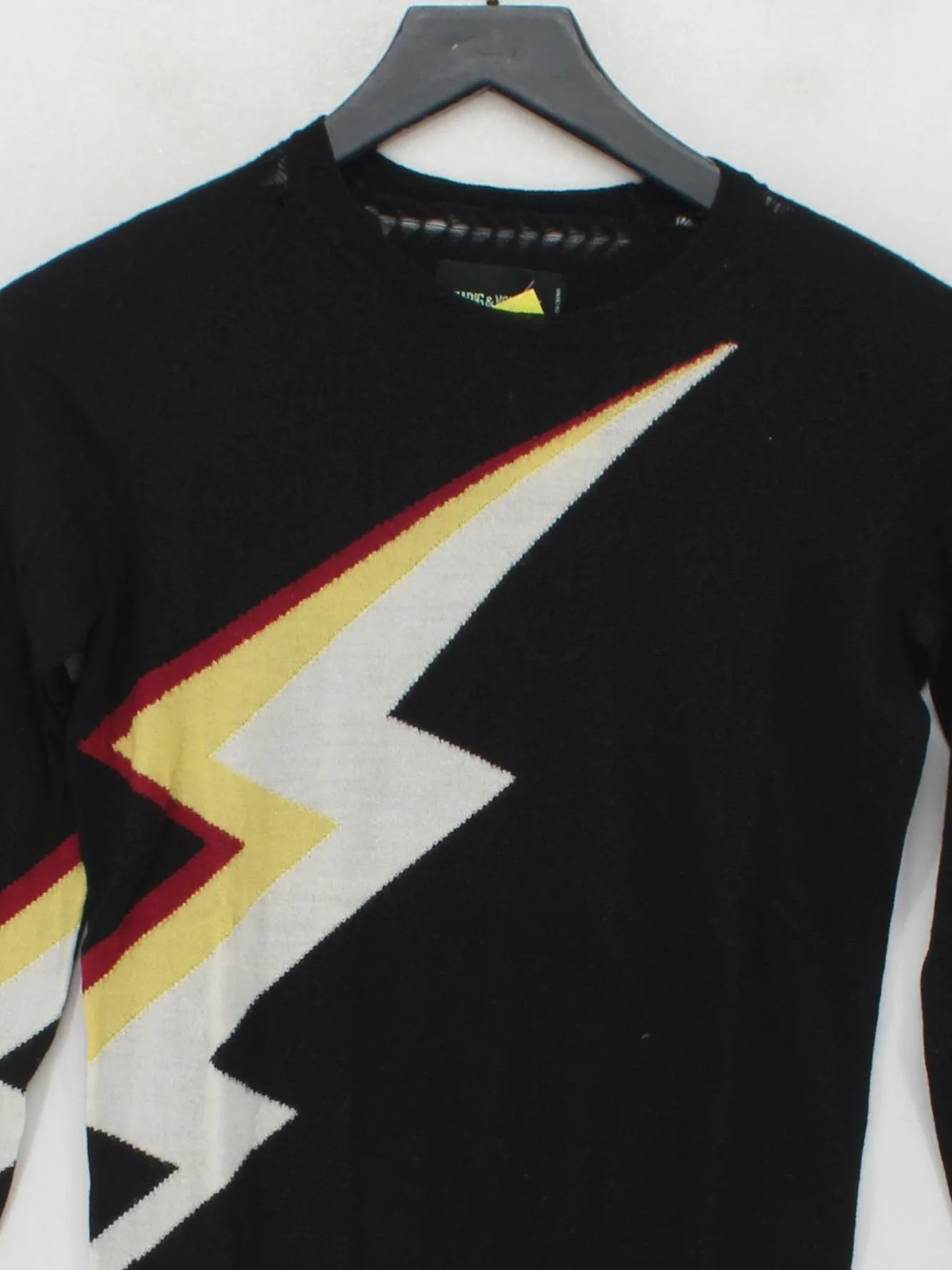 Zadig & Voltaire Men's Jumper XS Black Graphic 100% Wool Crew Neck Pullover - Image 3