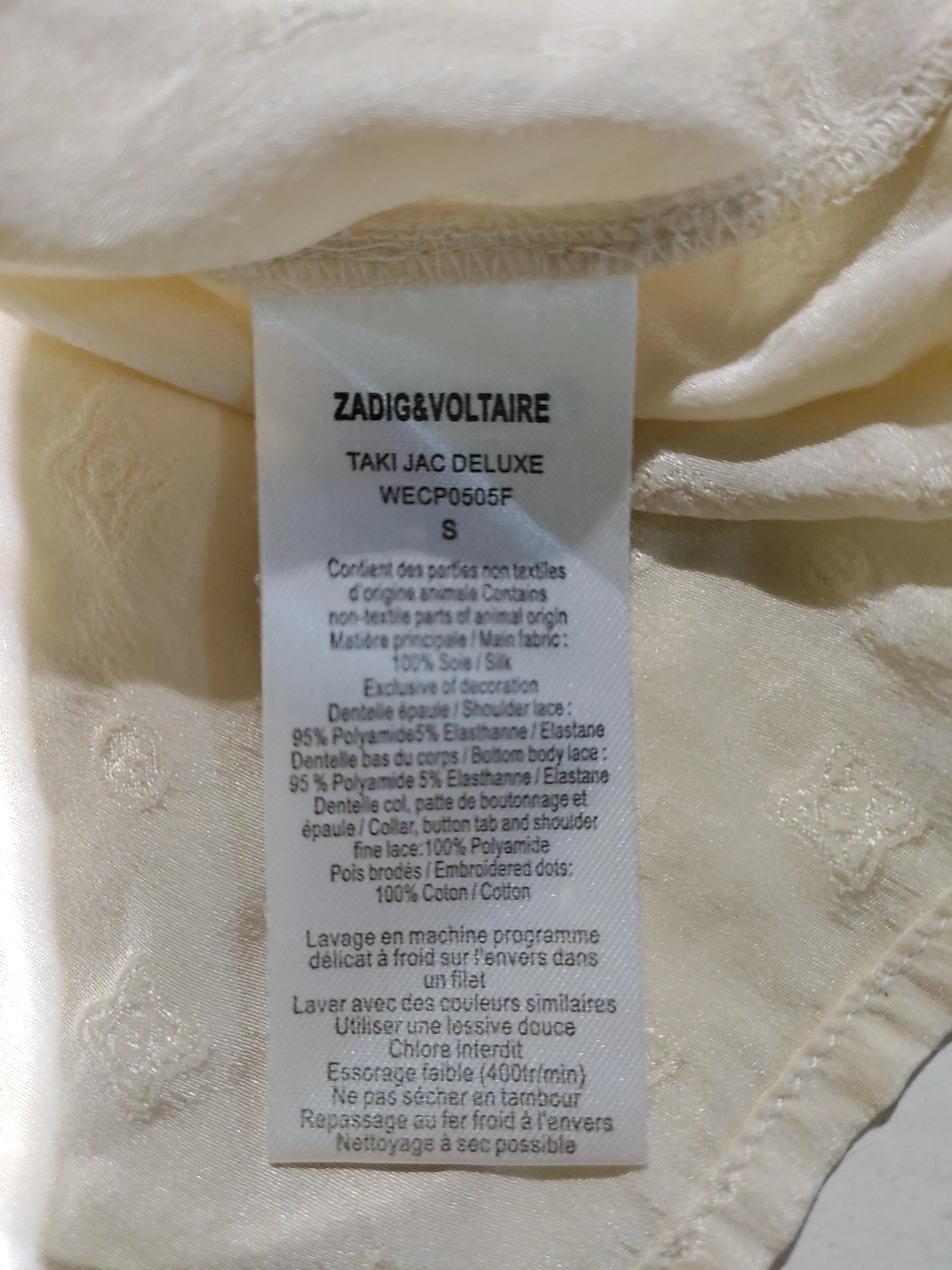 Zadig & Voltaire Women's Blouse S Cream Silk - Image 6