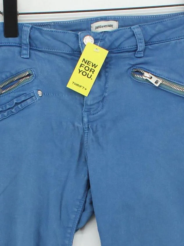Zadig & Voltaire Women's Trousers S Blue 100% Cotton Tapered Chino - Image 3