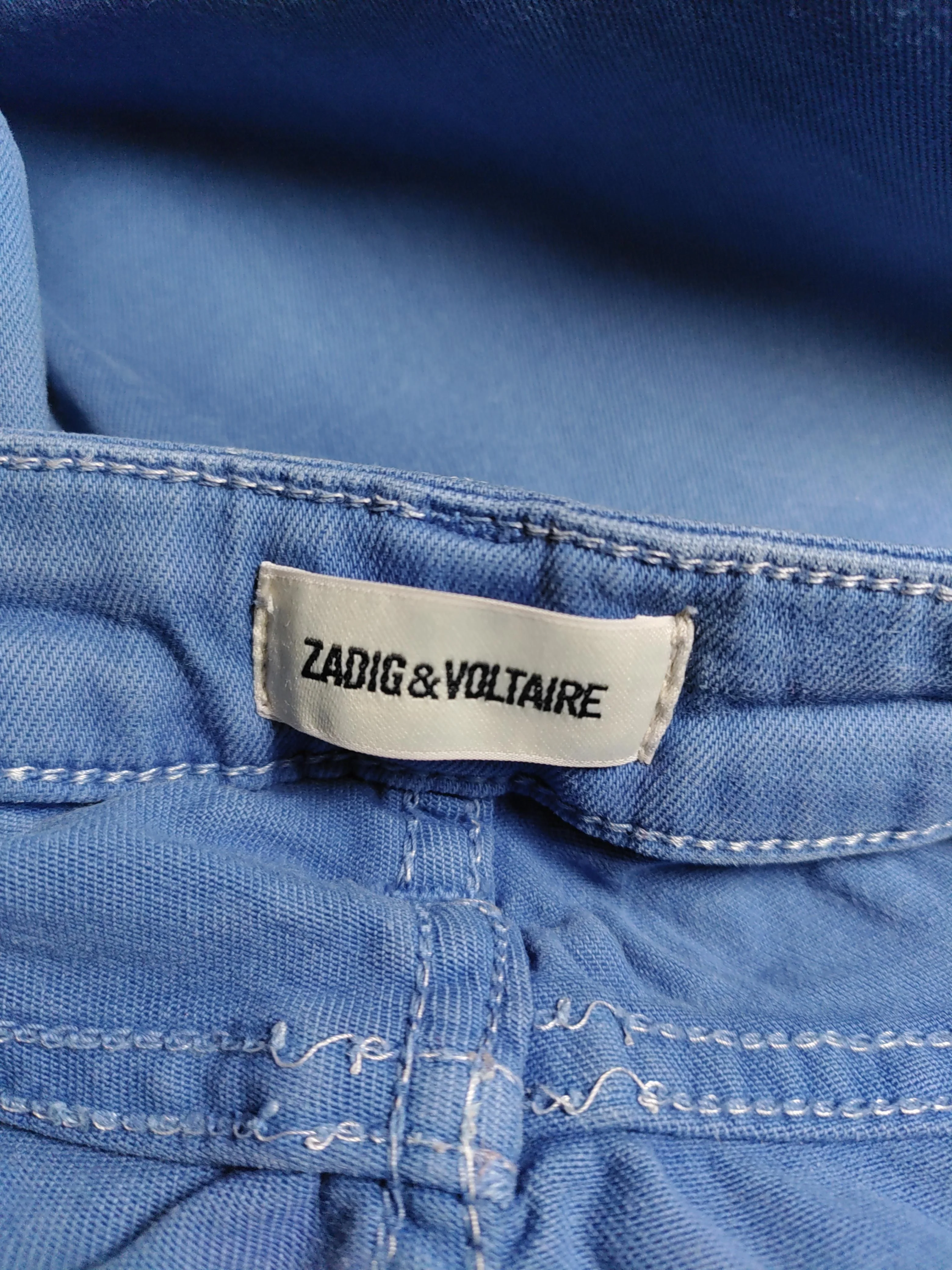 Zadig & Voltaire Women's Trousers S Blue 100% Cotton Tapered Chino - Image 6