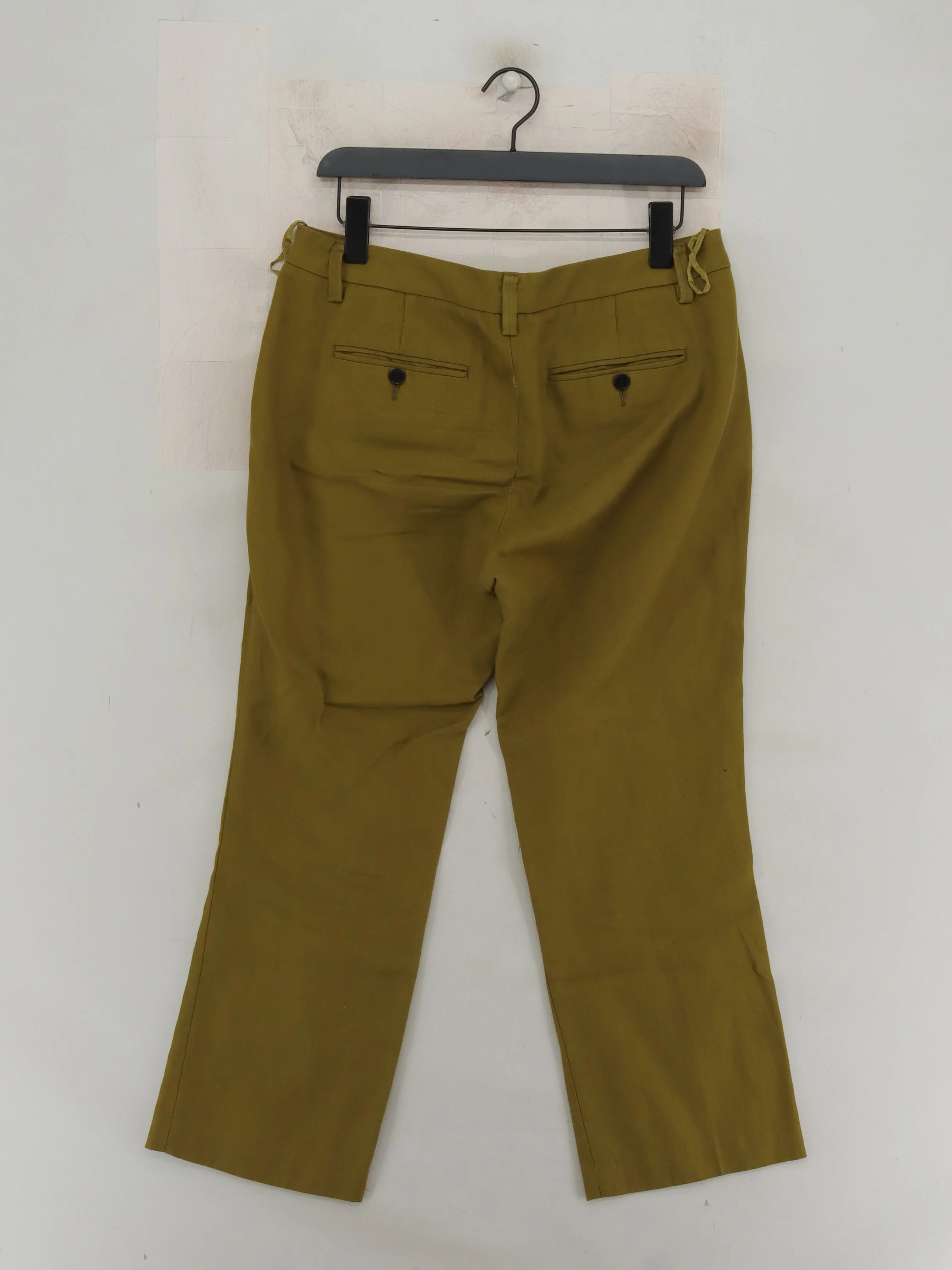 Zadig & Voltaire Women's Trousers UK 12 Green Cotton with Linen Straight Chino - Image 2