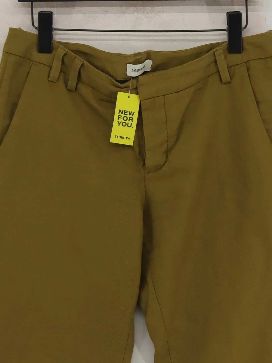 Zadig & Voltaire Women's Trousers UK 12 Green Cotton with Linen Straight Chino - Image 3