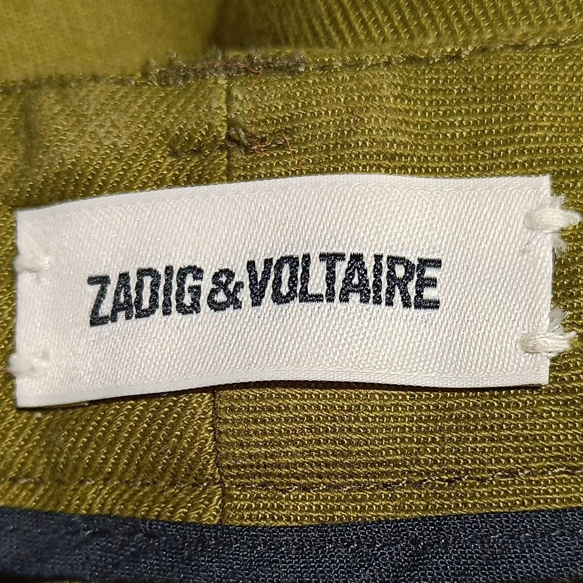 Zadig & Voltaire Women's Trousers UK 12 Green Cotton with Linen Straight Chino - Image 5