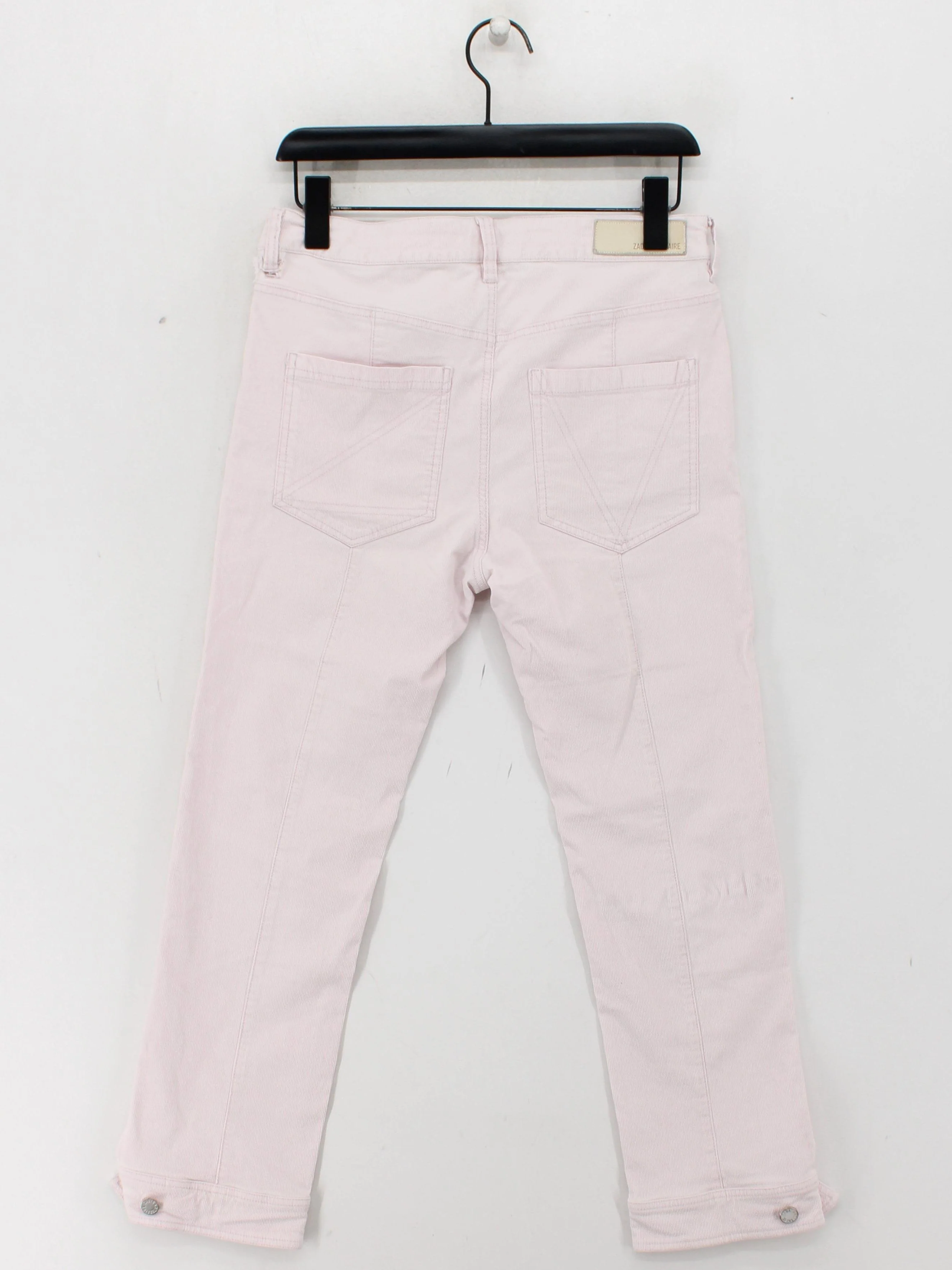 Zadig & Voltaire Women's Trousers W 32 in Pink 100% Cotton Straight Cropped - Image 2