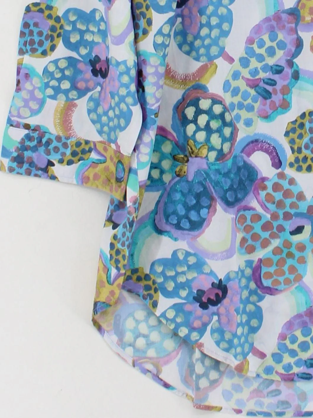 Zanetti Women's Shirt M Multi Floral 100% Cotton 3/4 Sleeve Collared Basic - Image 4
