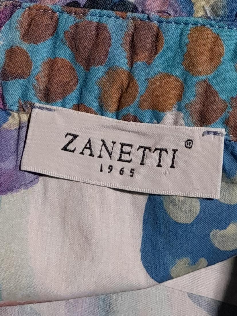 Zanetti Women's Shirt M Multi Floral 100% Cotton 3/4 Sleeve Collared Basic - Image 5