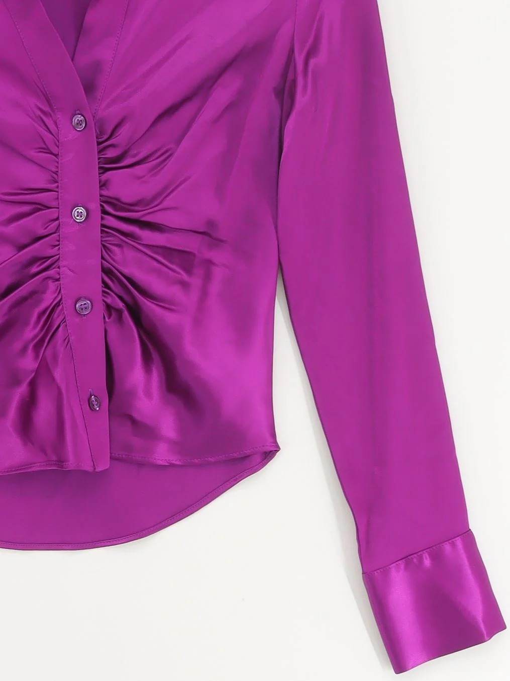Zara Women's Shirt XS Purple 100% Viscose Long Sleeve Collared Basic - Image 4