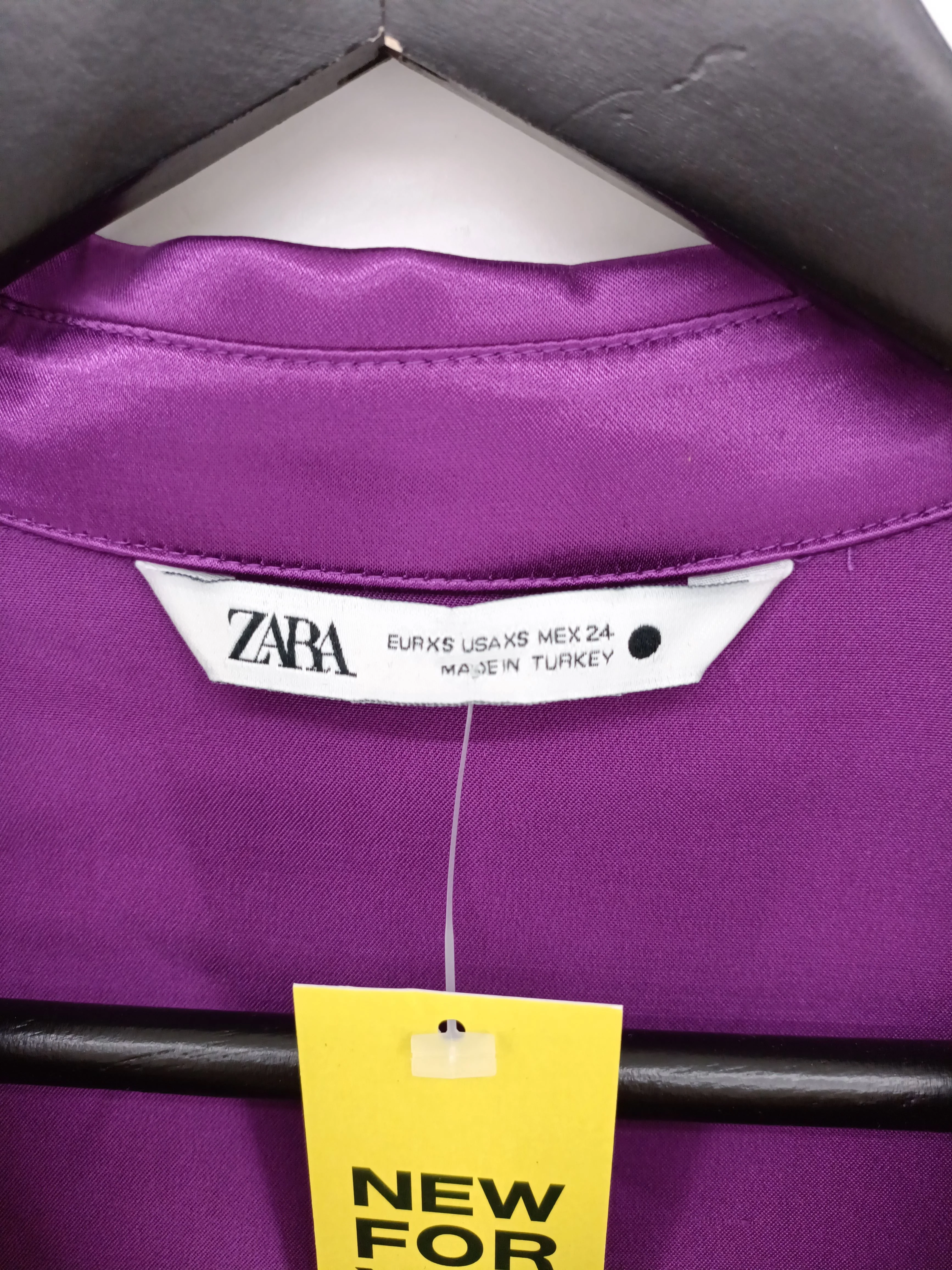Zara Women's Shirt XS Purple 100% Viscose Long Sleeve Collared Basic - Image 5
